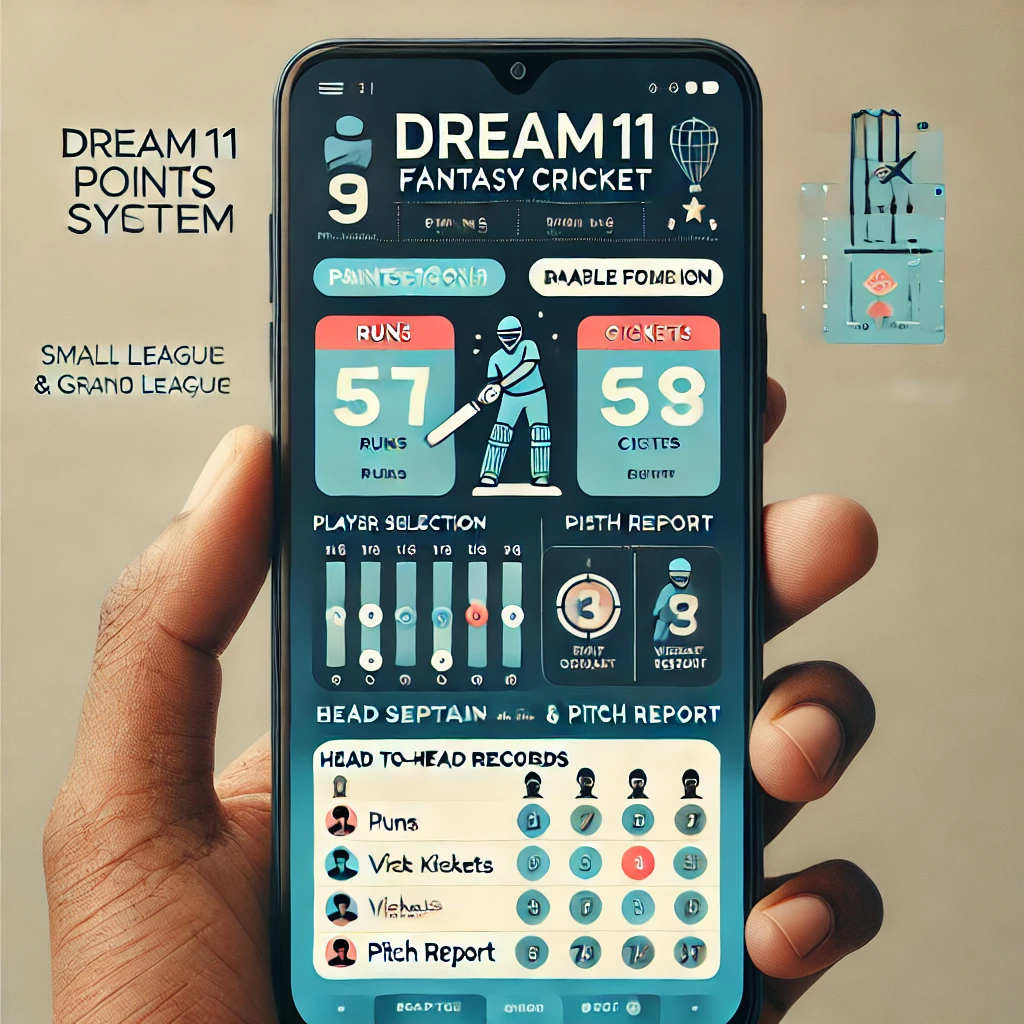 "Dream11 पॉइंट्स सिस्टम – रन, विकेट, कॅच यासाठी मिळणारे पॉइंट्स आणि Dream11 स्कोअरिंग सिस्टमचे स्पष्टीकरण."